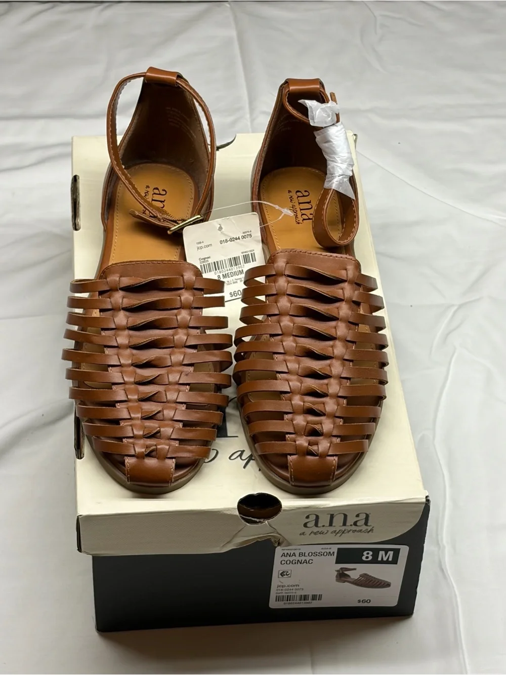 a.n.a Cognac Woven Huarache Sandals